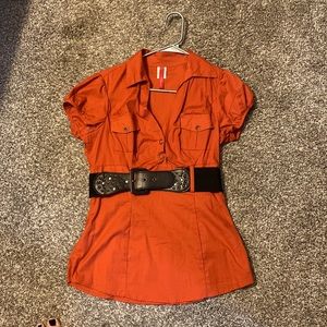Womens blouse with belt size M
